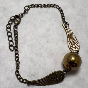 Golden Snitch Winged Ball Bracelet Antique Gold Tone Fantasy Jewelry Anklet‎